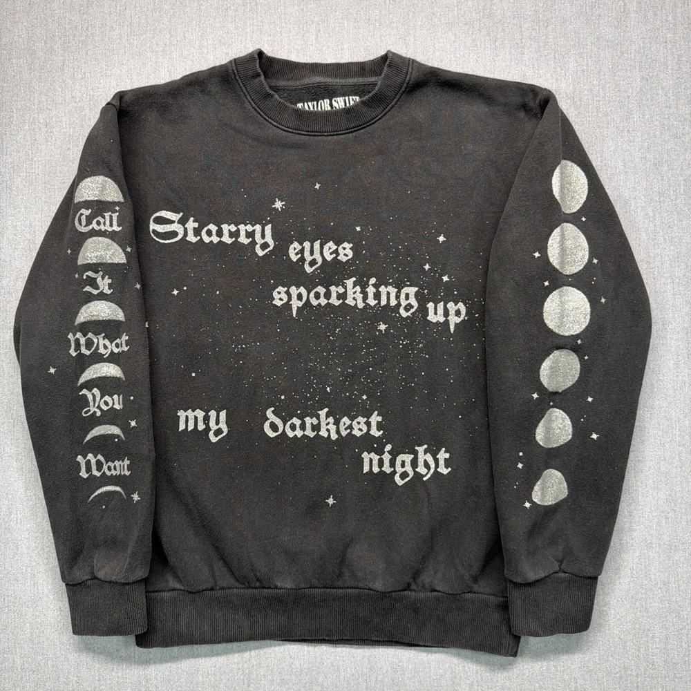 Taylor Swift Holiday Crewneck Sweatshirt‎ Size X-SMALL Rare Black Starry Eyes